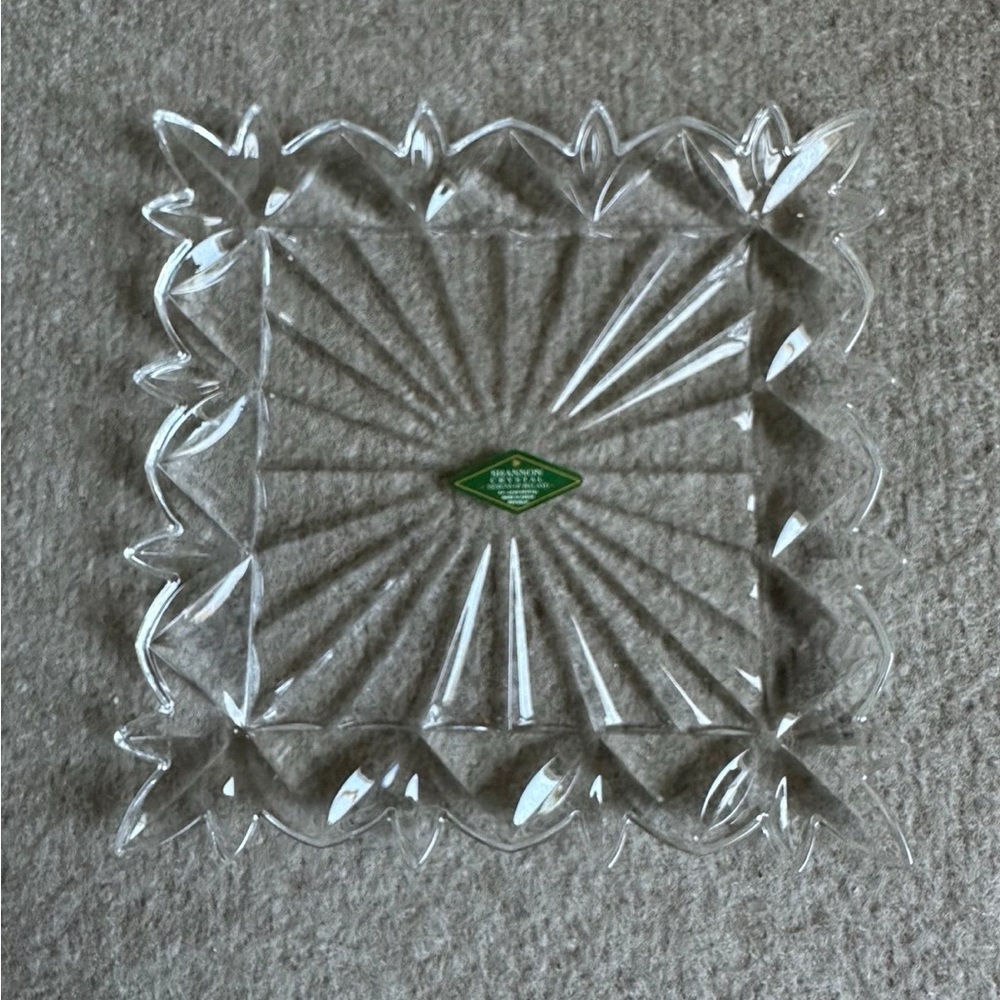 SHANNON Crystal Designs of Ireland Handcrafted Lead Crystal  Plates NWT~SET OF 4
